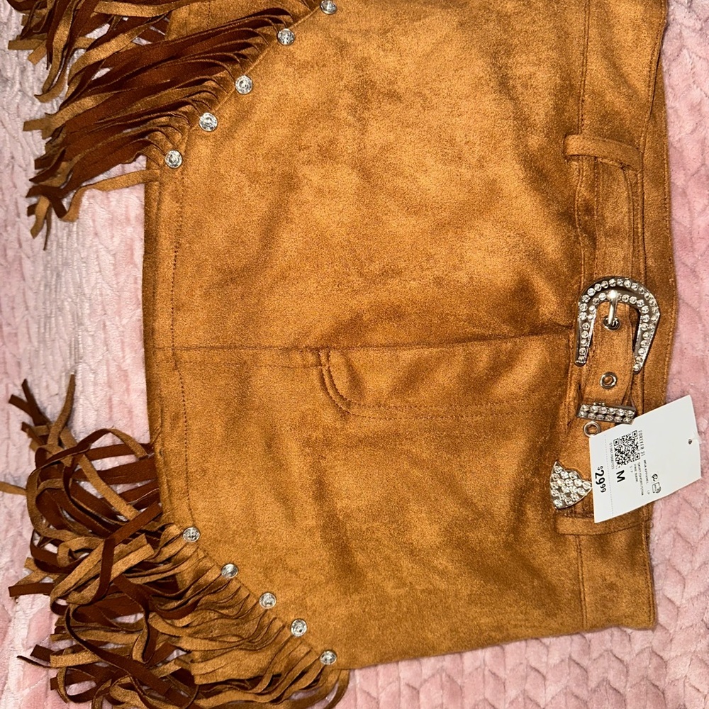 Forever 21 Tan Fringe Skirt